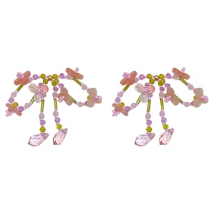 花团锦簇~花朵串珠流苏长款耳环女春夏森系2025新款耳钉气质耳饰