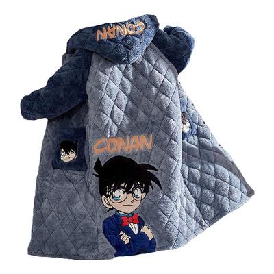 睡衣男款秋冬季珊瑚绒三层夹棉