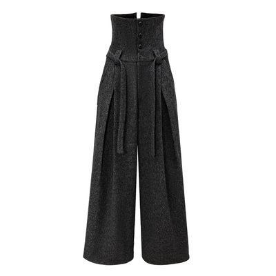 BALIANG「捌樑」 脉'Pulse' 可翻折叠褶腰带羊毛混纺毛呢西裤长裤