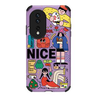 阿仙奴集市插画适用荣耀90手机壳新款80小羊皮荣耀70保护套60Pro可爱se网红50全包防摔honor女款30时尚创意