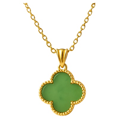 碧玉四叶草项链女款黄金绿色