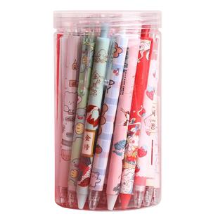 刷题笔按动中性笔网红女高颜值黑笔速干的小学生水笔黑色笔头0.5mm桶装按压式st头替芯教师奖励文具用品批发