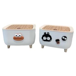 桌面小垃圾桶家用2024新款可爱办公室卧室床头带盖按压式收纳纸篓