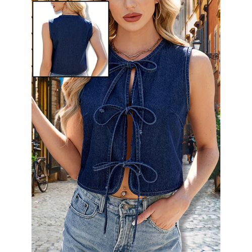 W 12250 Tie Front Vest Top 系带马甲 欧美风向跨境亚马逊速卖通