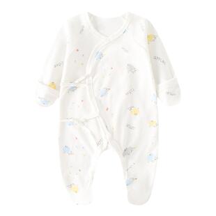 刚出生的婴儿衣服夏天新生连体衣夏季纯棉和尚服包手包脚初生护手