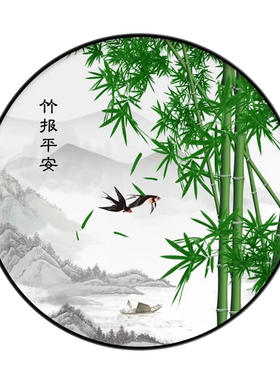 竹报平安钻石画圆形满钻十字绣