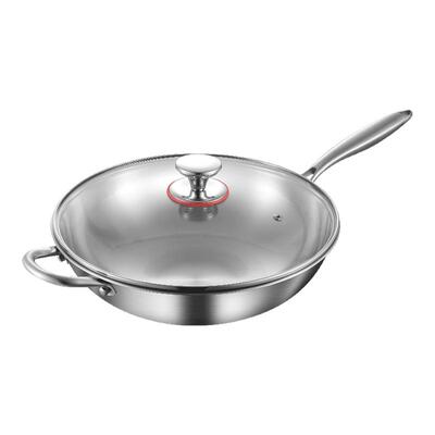 德系食品级316不锈钢锅纯无涂层炒锅家用电磁炉炒菜锅不粘锅加厚