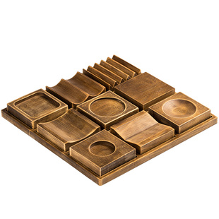 九宫格木质托盘点心盘干果分格盘中式复古精致下午茶餐具日式果盘