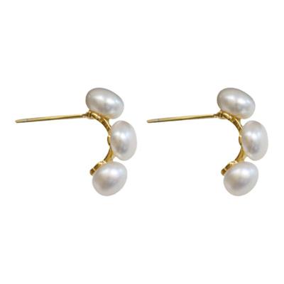 一枝橘法式淡水珍珠耳环耳钉