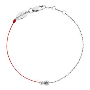 Redline/红绳男士0.15克拉圆形钻石白金半绳半链手链幸运手绳