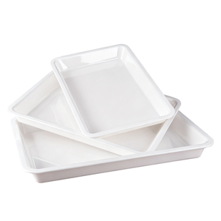 塑料托盘商用白色长方形餐盘幼儿园摆放水杯密胺摆摊试吃展示盘子