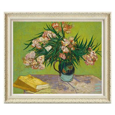 风色梵高夹竹桃与书籍美式油画