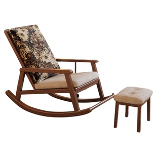 实木单人沙发摇摇椅家用阳台懒人休闲椅客厅躺椅冬夏两用逍遥椅子
