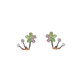 2025网红爆款耳环小众设计感花朵高级甜美夏天清新果绿色洋气耳钉