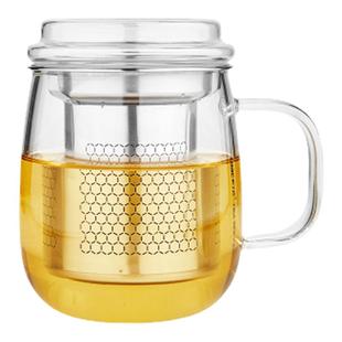 紫丁香玻璃杯办公室带盖带把加厚过滤耐热泡茶杯子茶杯专用个人