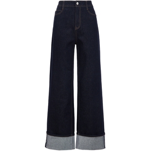 【卷卷裤】ONLY2026春季新款松弛感裤脚翻边宽松显瘦直筒牛仔裤女