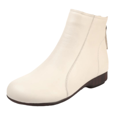 平底短靴女真皮休闲软底妈妈靴子