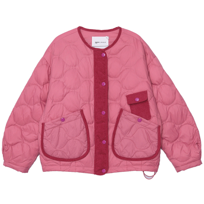 MOVEUP幻走2025冬季新款.FUN系列鸭绒小圆领拼接短款羽绒服女轻薄