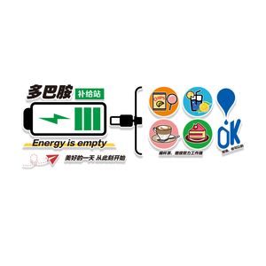 能量补给站文化办公室茶水间布置糖果心情墙面装饰企业背景纸公司