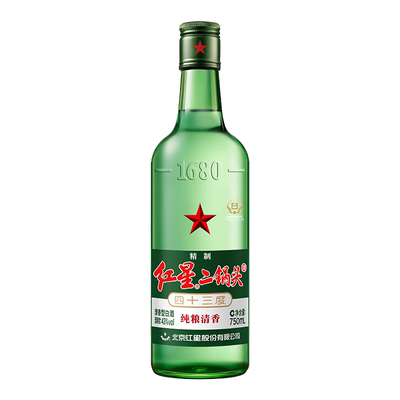 总厂红星二锅头43度大二750m*6瓶
