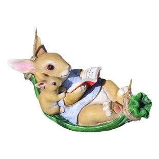 花园杂货 庭院小摆件树上装饰 创意卡通动物树脂秋千小兔子摆件