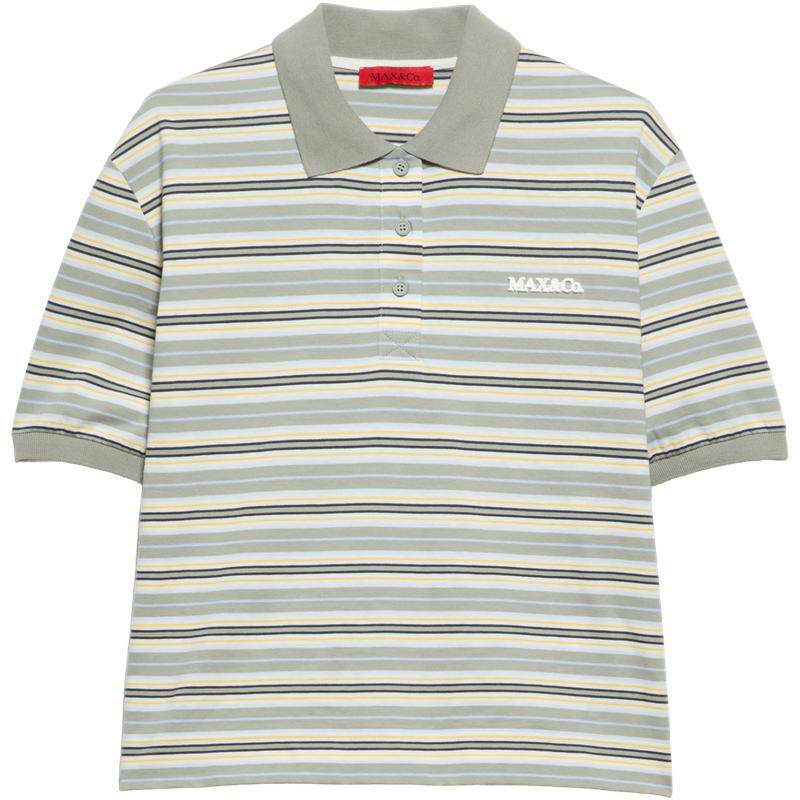 【春夏新降】MAX&Co.26女装logo条纹棉质Polo衫6951016302