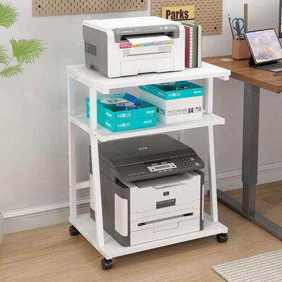 大型加高加宽落地带轮带刹车可移动三层打印机置物架家用办公收纳