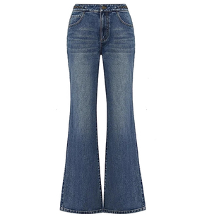 阿玛施女装春秋新款百搭高腰牛仔裤显瘦链条直筒牛仔长裤子510011