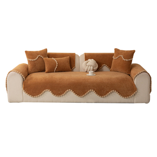 简约现代异形毛绒沙发垫2025冬季新款一片式固定防滑皮沙发坐垫子