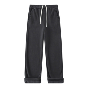 430g加绒加厚阔腿直筒裤碳素磨毛柔软亲肤保暖锁温宽松高级灰长裤