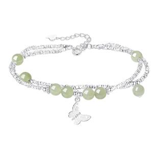 周大生蝴蝶碎银子纯银手链女款和田玉轻奢高级感生日礼物送女友