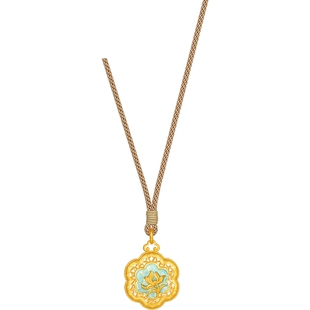 周六福黄金古法足金吊坠计价青釉兰窗挂坠见宝非遗汝瓷系列节日礼