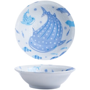 卡通鲸鲨陶瓷餐具马克杯釉下彩日式和风家用饭碗菜盘碟子