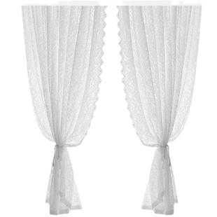 魔术贴窗纱窗帘纱帘免打孔法式蕾丝装饰帘卧室隔断轨道帘子白色