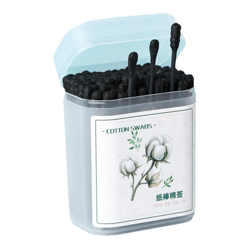 棉签掏耳朵专用挖耳双头大人采耳神器一次性黑色棉花棒油耳朵棉棒