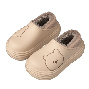 可爱包跟棉鞋女2025新款秋冬季室内家居防水外穿卡通厚底月子棉鞋