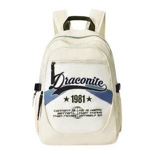 DRACONITE学生电脑包女美式复古双肩包初高中生大容量书包男背包