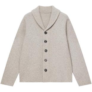 ERDOS 男装羊绒开衫秋冬青果领宽松加厚款轻暖针织衫