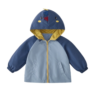 男童外套春季新款童趣恐龙儿童撞色衣服春装宝宝上衣中童软壳衣