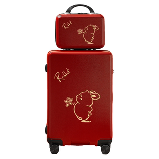 行李箱女ins网红子母拉杆箱结实耐用红色结婚密码旅行箱24可爱潮