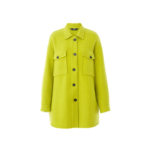 AUM噢姆冬季衬衫式斜纹双面呢廓形大衣外套女