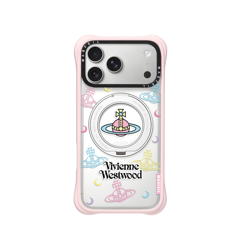 MASFEIL× 彩色土星适用iPhone17Promax手机壳新款磁吸带支架Go4苹果17Pro保护套支点透明高级感17pm硅胶软边