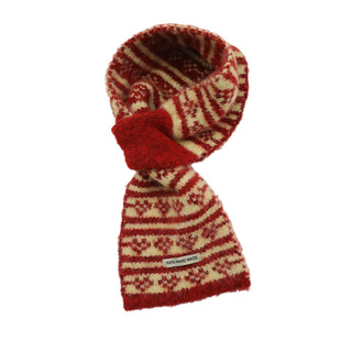 费尔岛双面提花针织小围巾女款冬季新款复古加厚护颈防寒保暖围脖