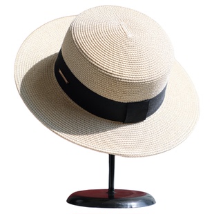 法式平顶礼帽女春夏季出游气质百搭时尚优雅休闲防晒遮阳帽子草帽