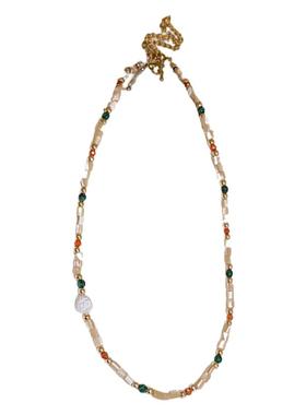 「嗔三酱」多巴胺米珠珍珠圆柱串珠项链时尚气质小众锁骨链个性