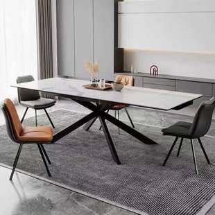 可折叠拉伸桌大小可以互换岩板功能餐桌尺寸从1.4米至2.8米餐桌