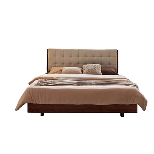 黑胡桃木实木悬浮床1.5m极简家用华夫格床小户型主卧婚床双人大床