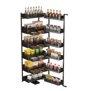 厨房橱柜高柜拉篮新款大怪物高深浅柜铝合金调味篮零食抽联动拉篮