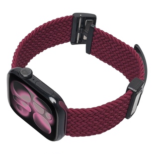 新款酒红色适用S11苹果S10手表iwatch9表带女款专用applewatch11尼龙编织磁吸S8腕带Ultra男款SE运动高级秋冬