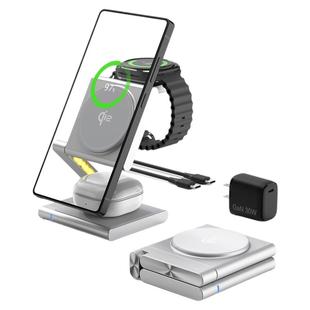 QI2无线充SIKAICASE三合一无线充电器磁吸支架底座折叠便携适用三星GalaxyS25手机Watch8手表Buds3耳机无线充